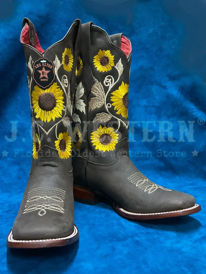 Los Altos 322G6207 Ladies CRAZY Flower Embroidery Boot Brown