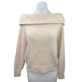 Lulus Cream Off The Shoulder Cozy Knit Comfy Oversized Pullover Sweater Size S