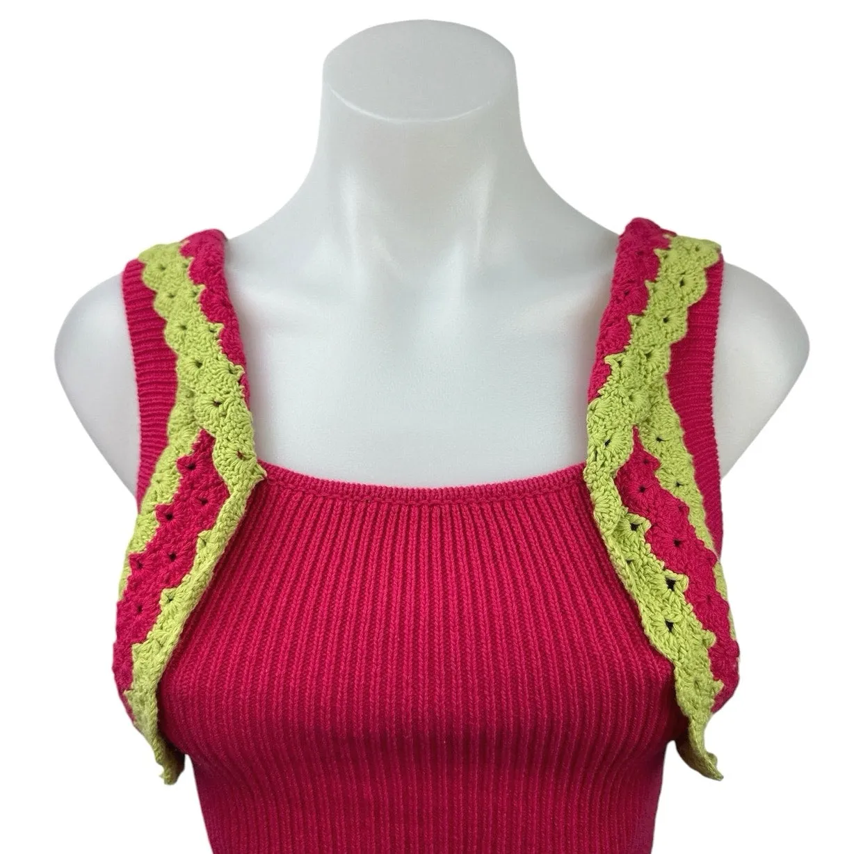 Majorelle Jeneli Women's Red Sleeveless Crochet Knit Sweater Crop Tank Top Sz XS