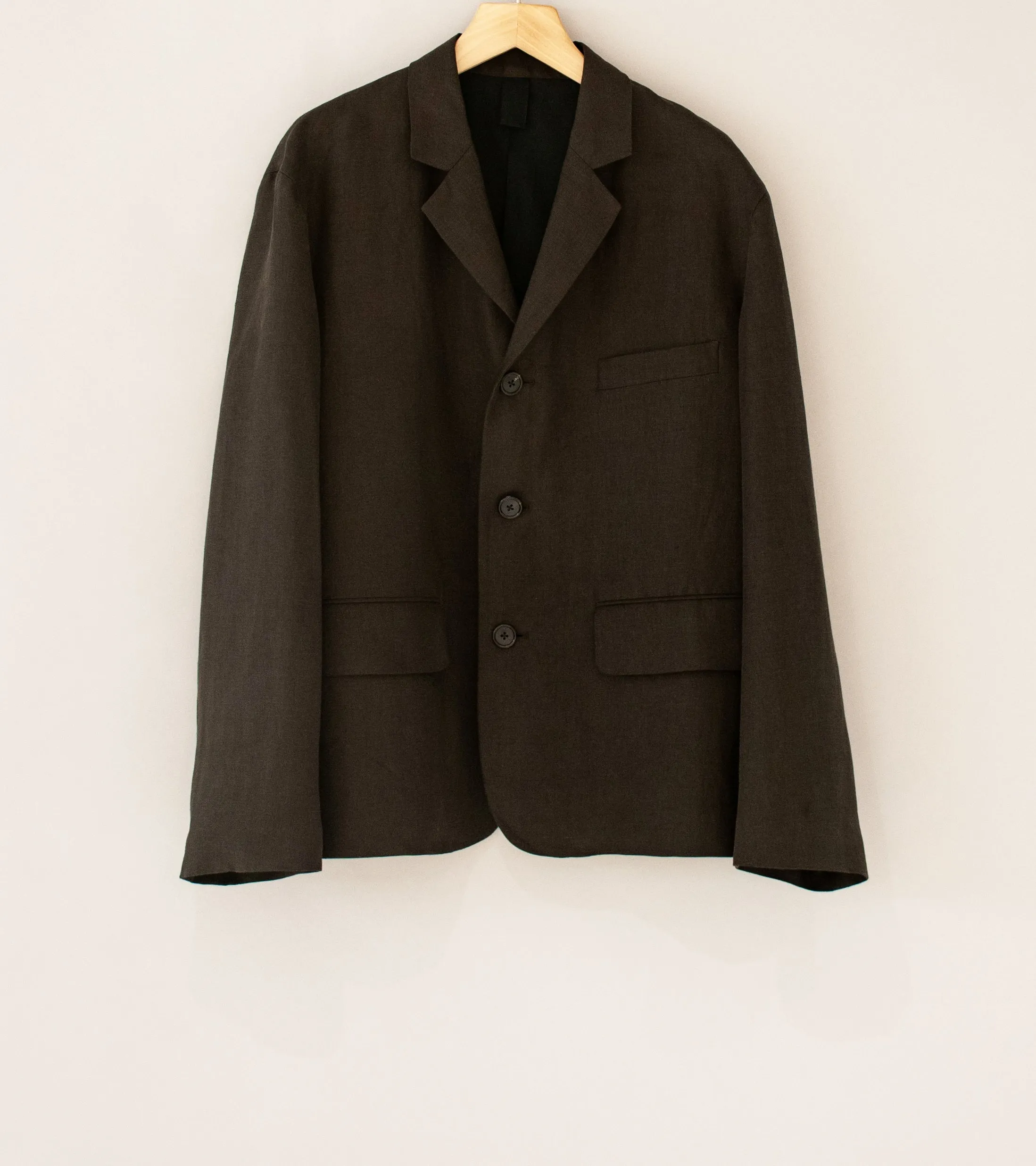 Margaret Howell 'Boxy Blazer' (Dark Brown Compact Linen Twill)