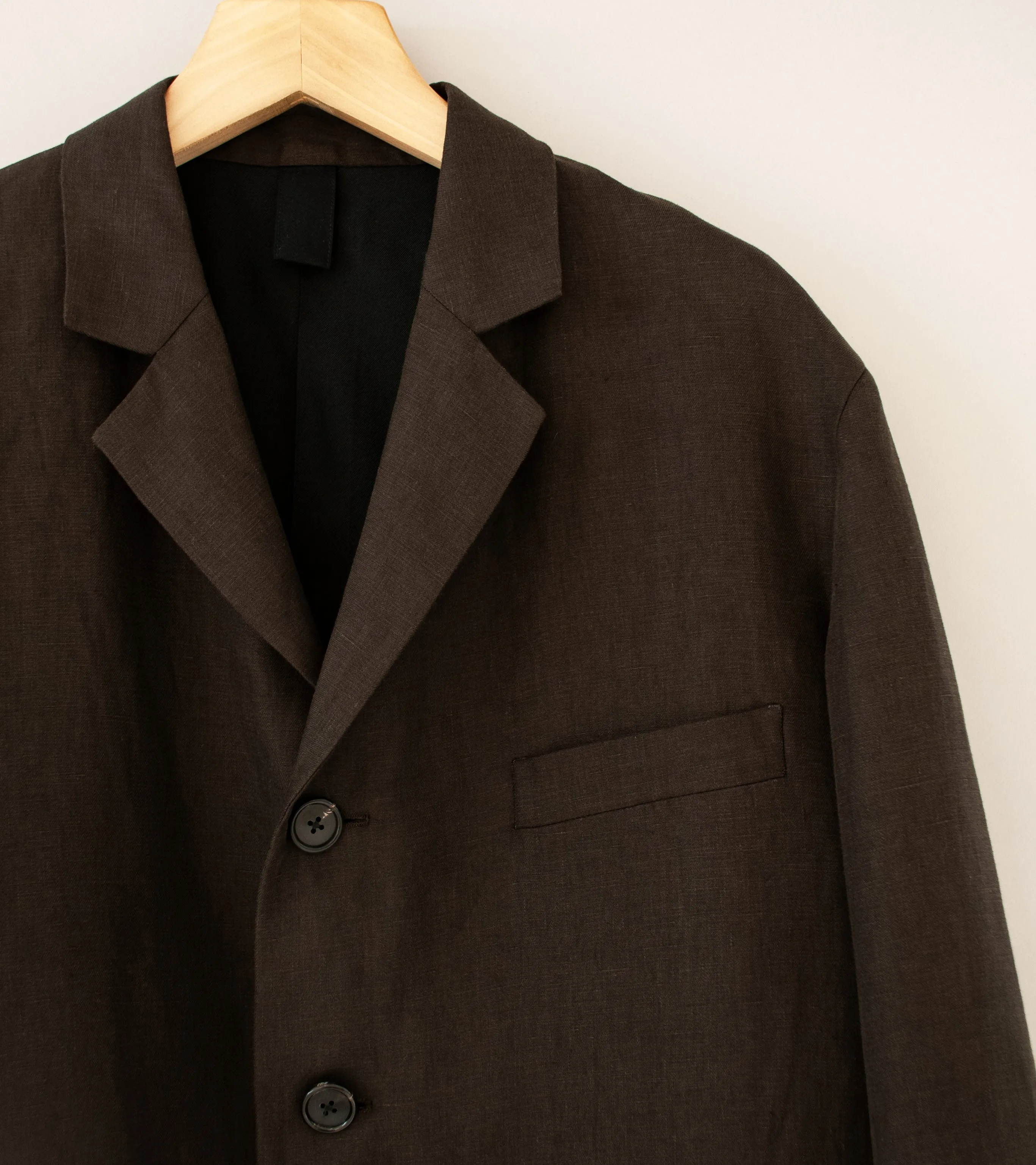 Margaret Howell 'Boxy Blazer' (Dark Brown Compact Linen Twill)