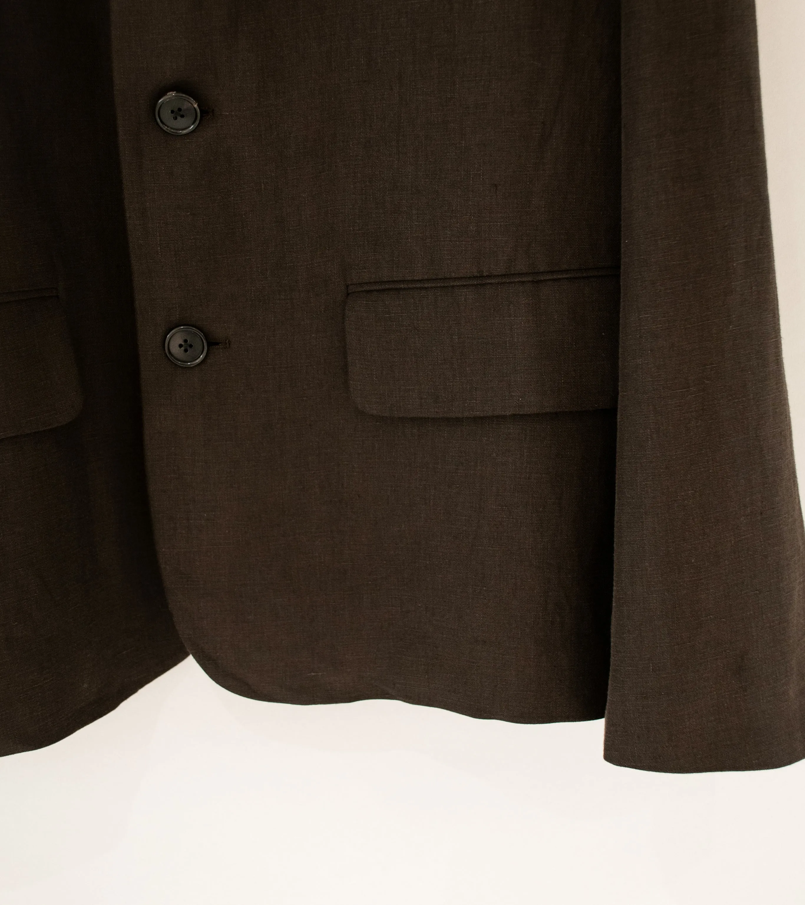 Margaret Howell 'Boxy Blazer' (Dark Brown Compact Linen Twill)