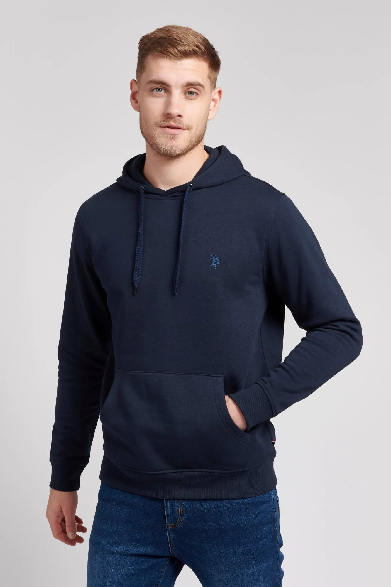 Mens Classic Fleece Hoodie in Navy Blue