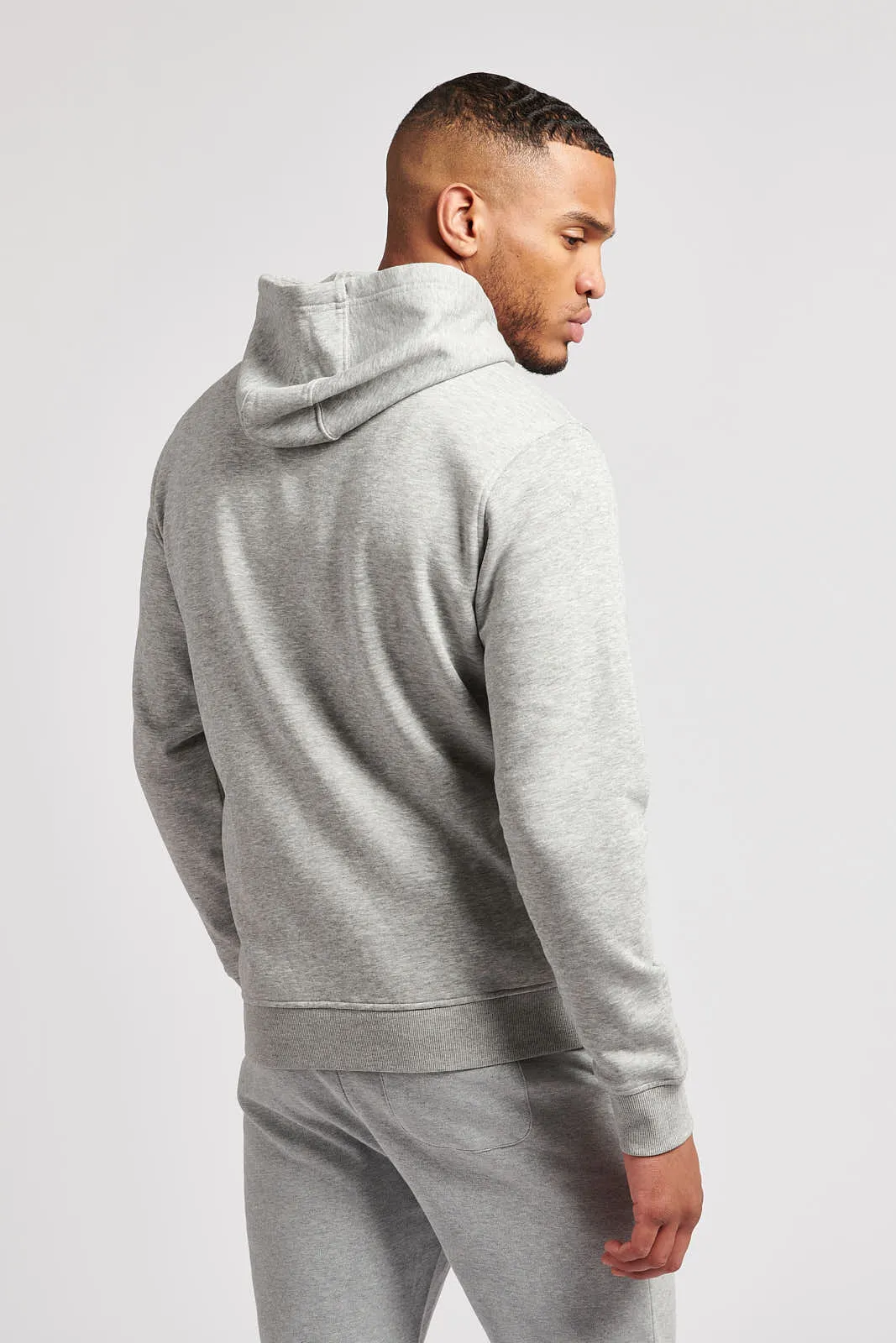 Mens Double Horsemen Zip-through Hoodie in Vintage Grey Heather