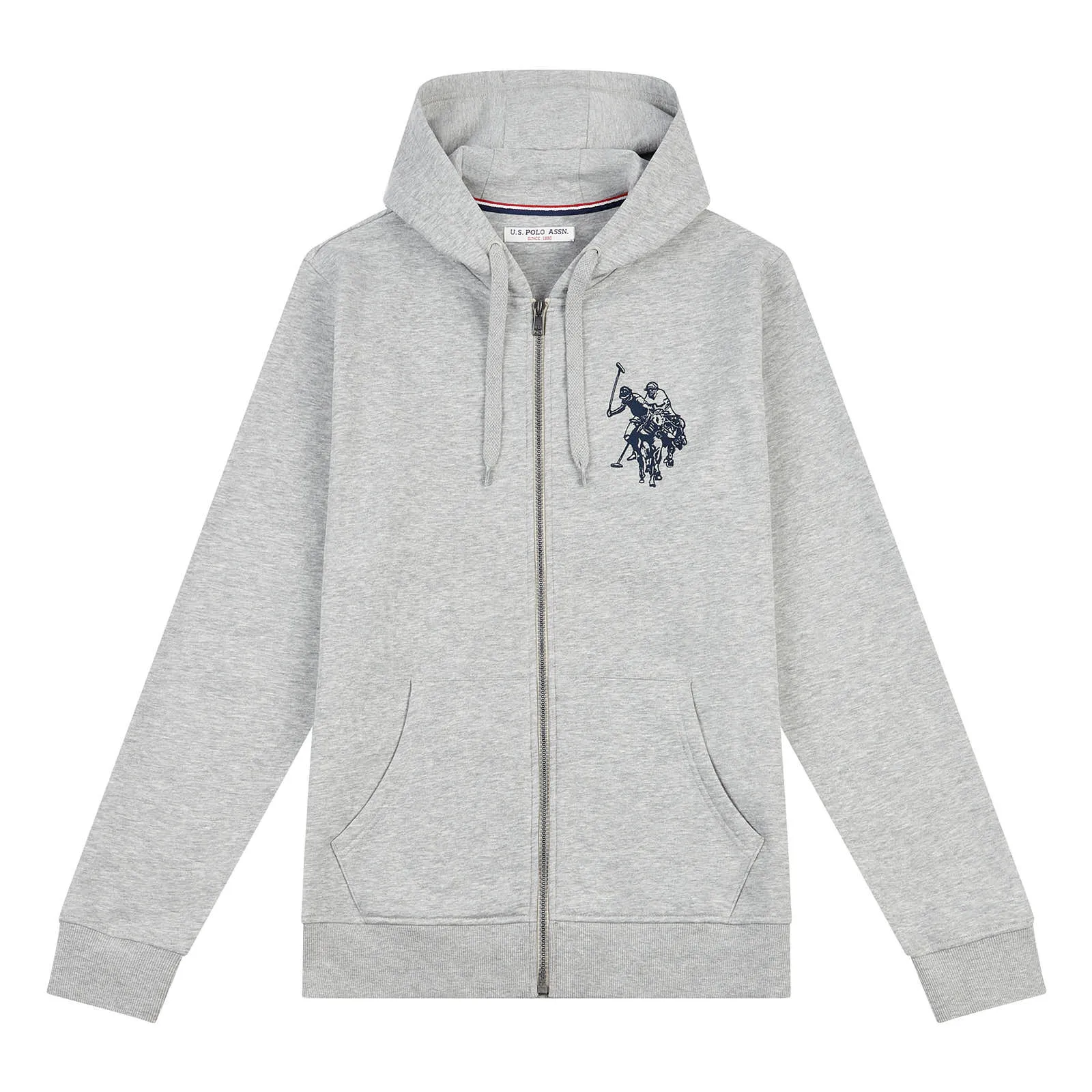 Mens Double Horsemen Zip-through Hoodie in Vintage Grey Heather