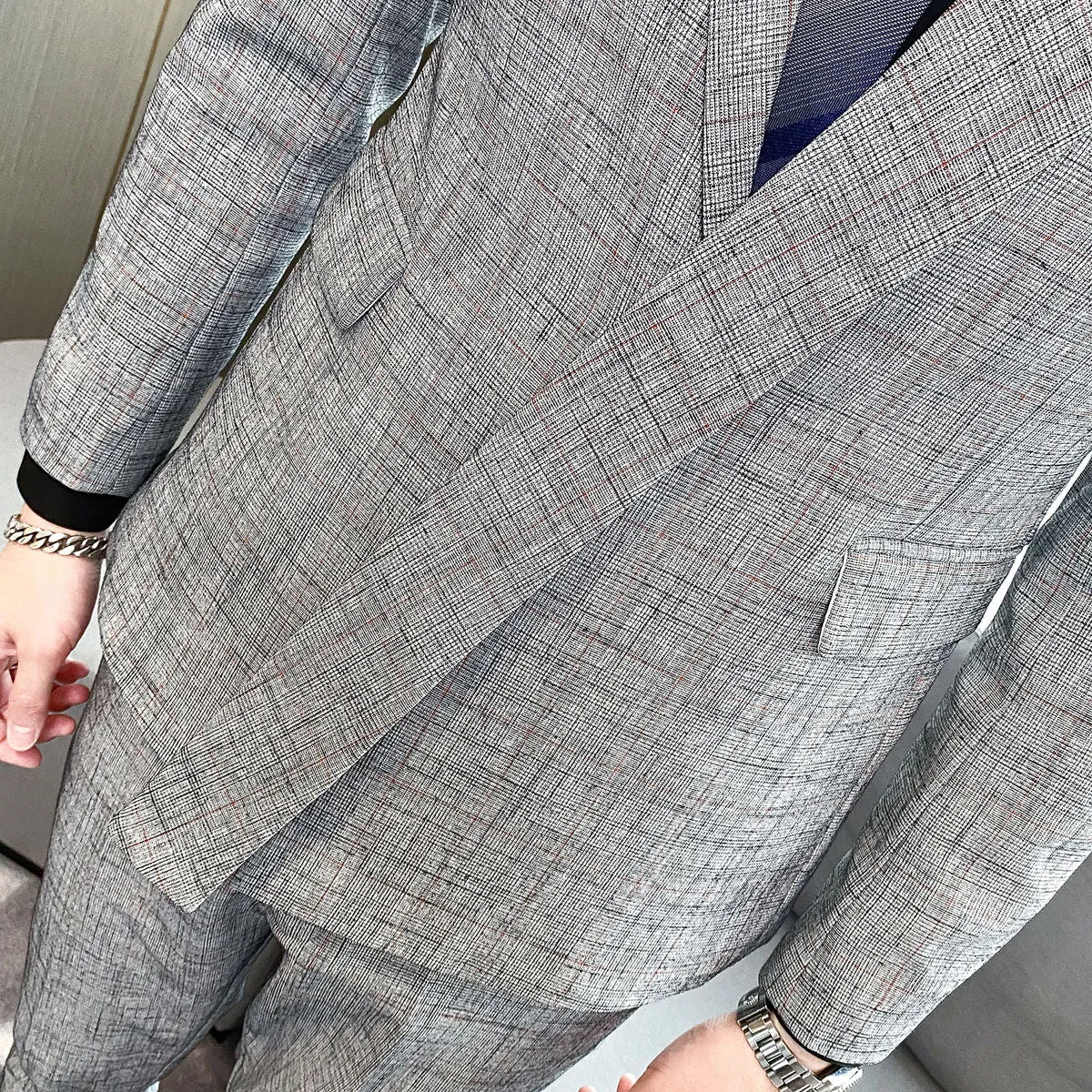 Men's England Style Business Style Asymmetry Blazer Two-Piece Suit