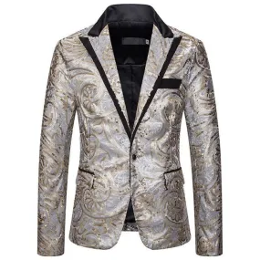 Men's Sequined Dress Blazer for Host Performance and Parties