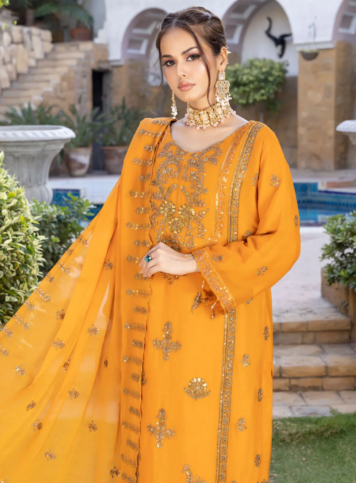 Minimal By Schick Fancy Embroidered Luxury Chiffon 3 Piece Semi Stitched Suit SDH24M FELC-04