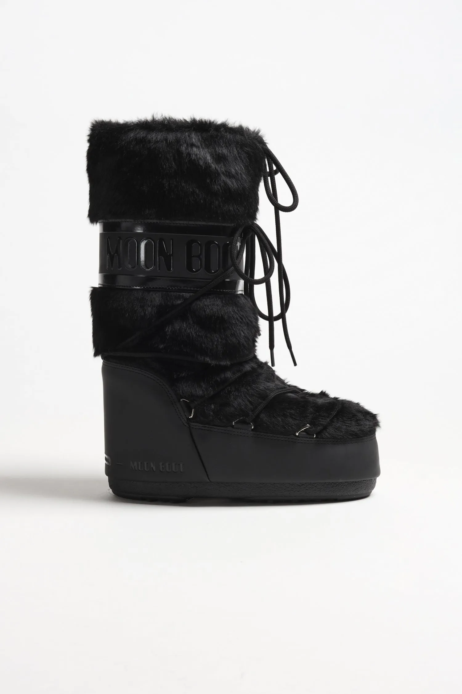 Moon Boot Icon Faux Fur in Schwarz