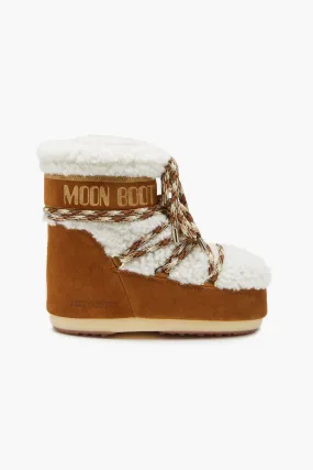 Moon Boot Icon Low Shearling in Whiskey/Off-White