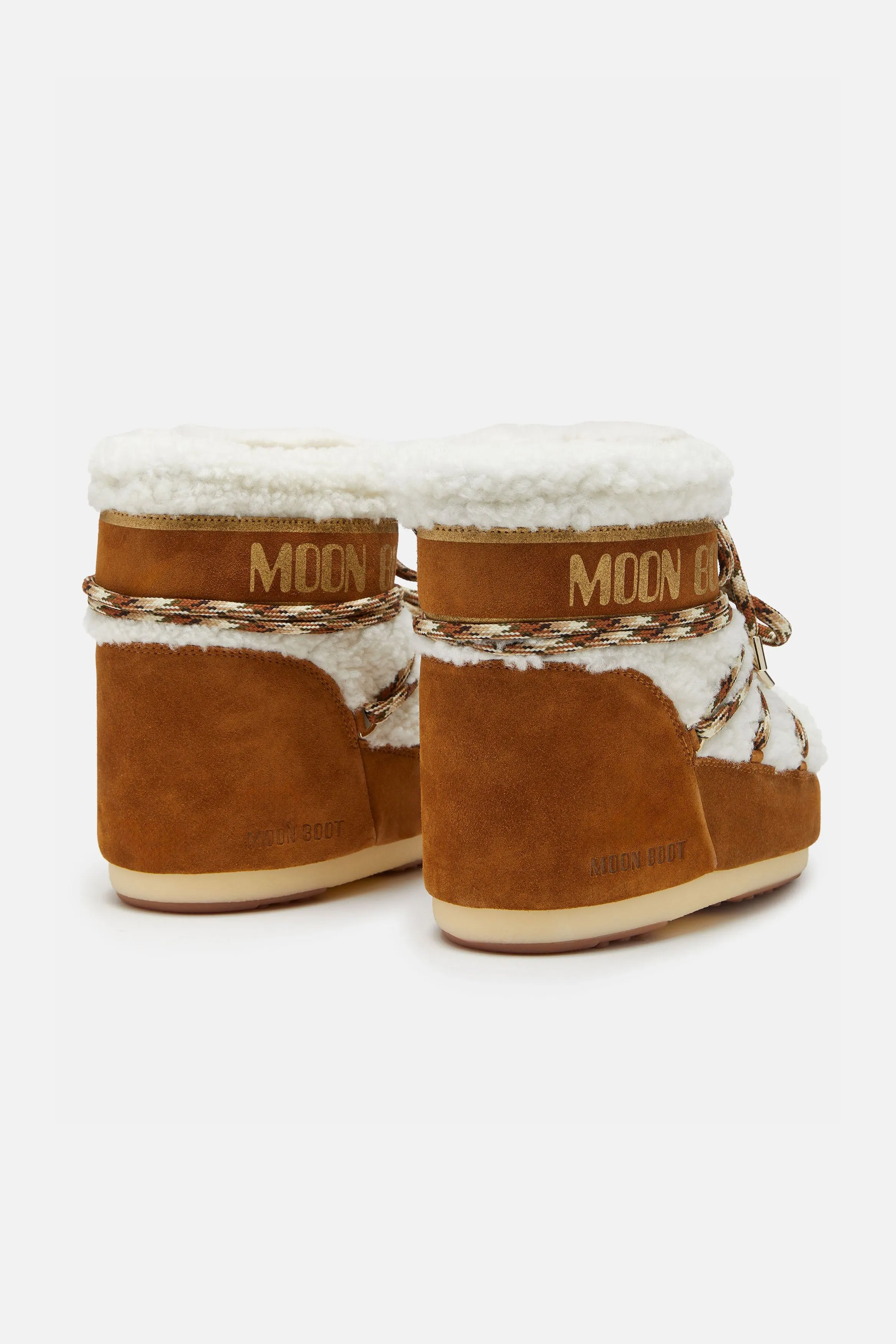 Moon Boot Icon Low Shearling in Whiskey/Off-White