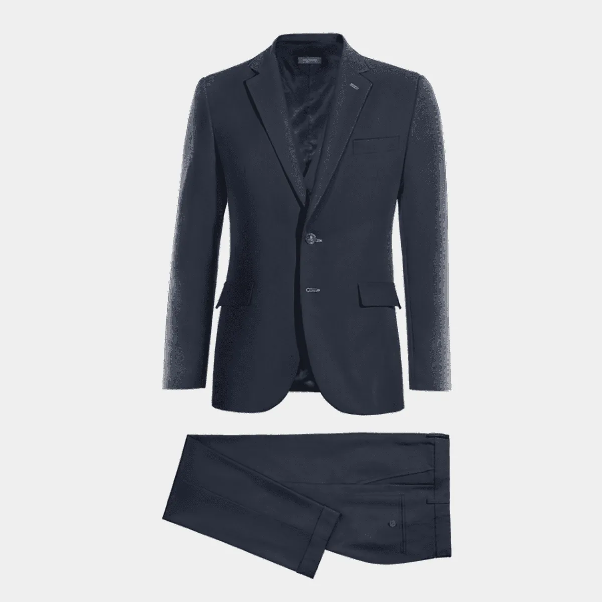 Navy blue super 100s slim fit 3 piece Suit with customized threads