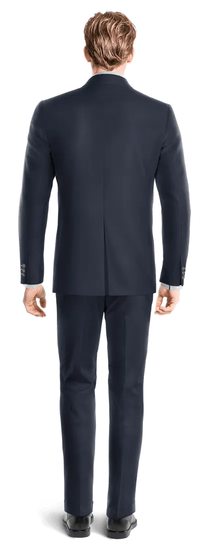 Navy blue super 100s slim fit 3 piece Suit with customized threads