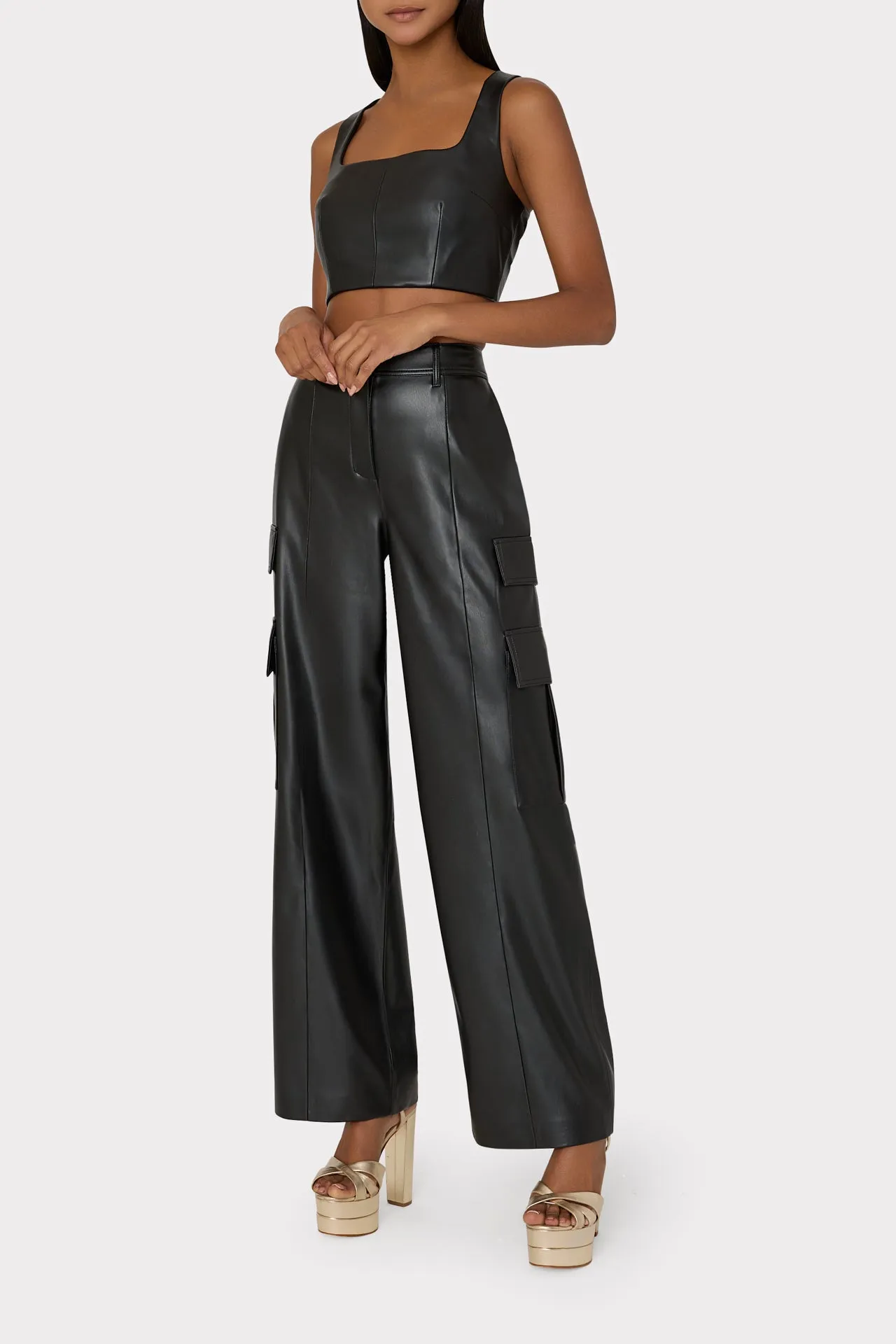 Nickie Vegan Leather Crop Top