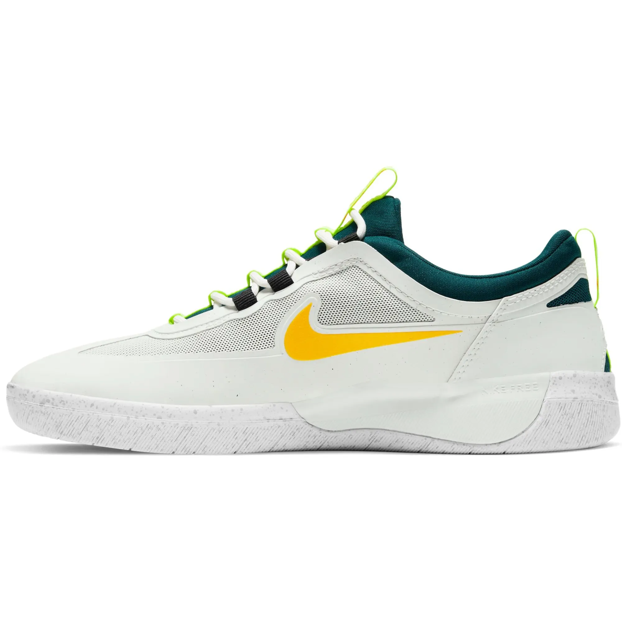 Nike SB Nyjah Free 2.0 Skate Shoes - Summit White/University Gold-Geode Teal