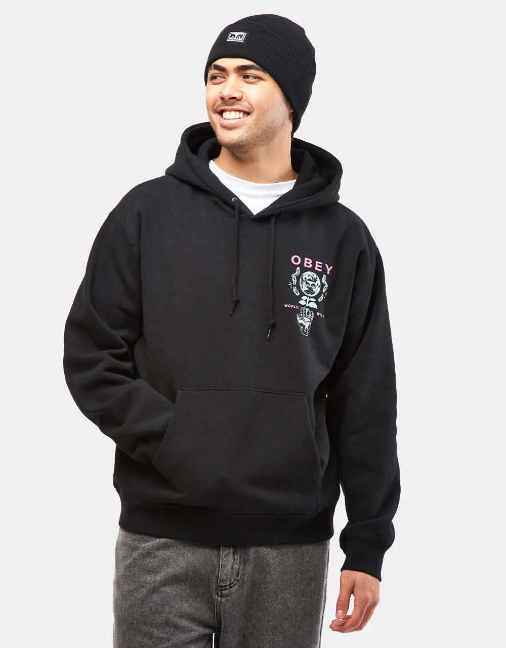 Obey Helping Hand Pullover Hoodie - Black