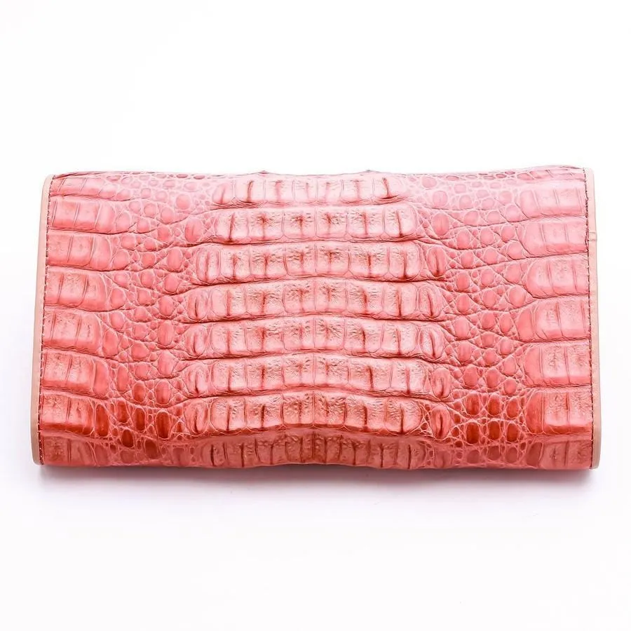 Old Rose Crocodile Leather Women Wallet