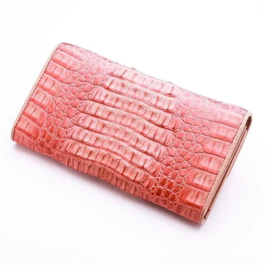 Old Rose Crocodile Leather Women Wallet