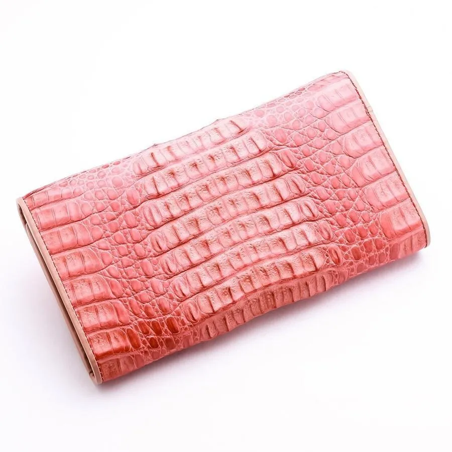 Old Rose Crocodile Leather Women Wallet