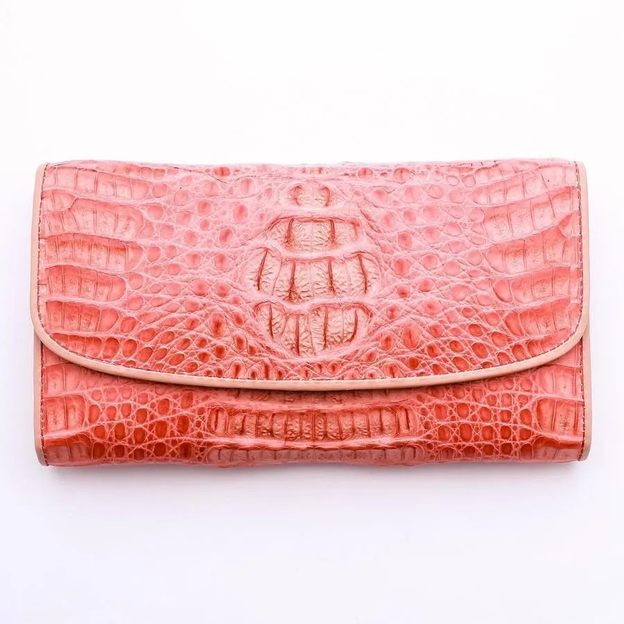 Old Rose Crocodile Leather Women Wallet