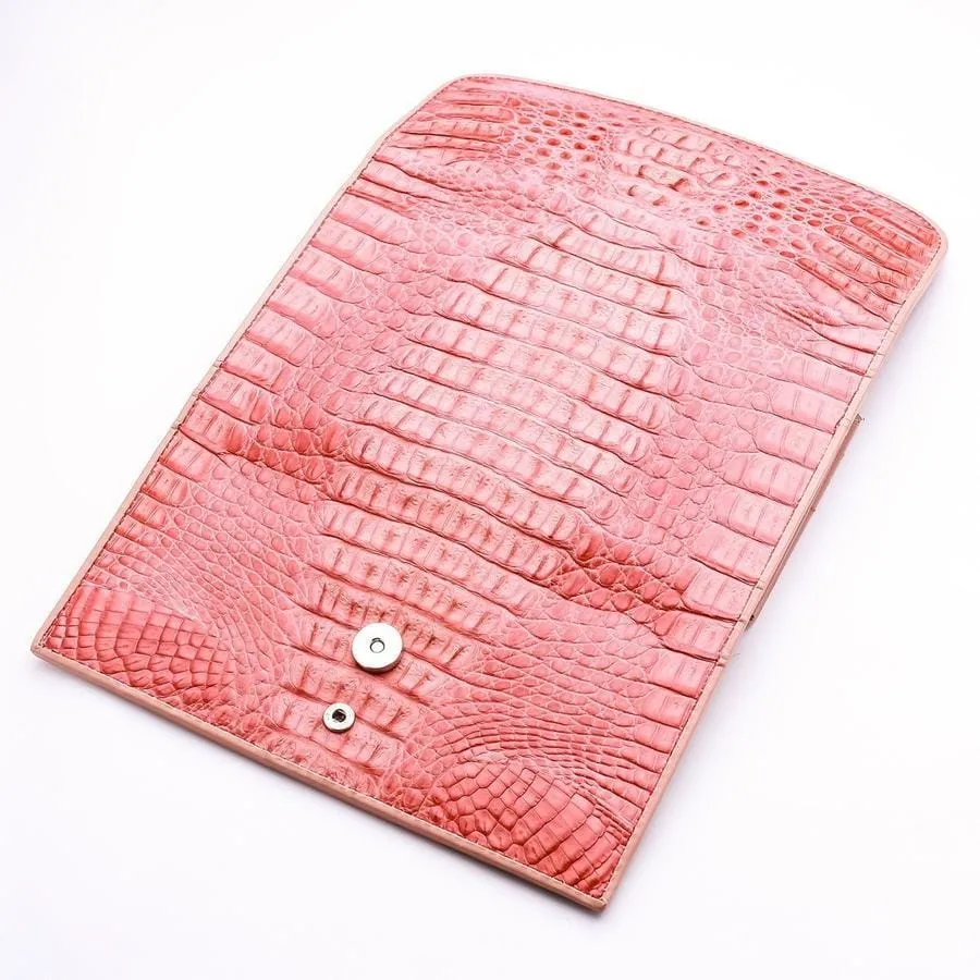 Old Rose Crocodile Leather Women Wallet