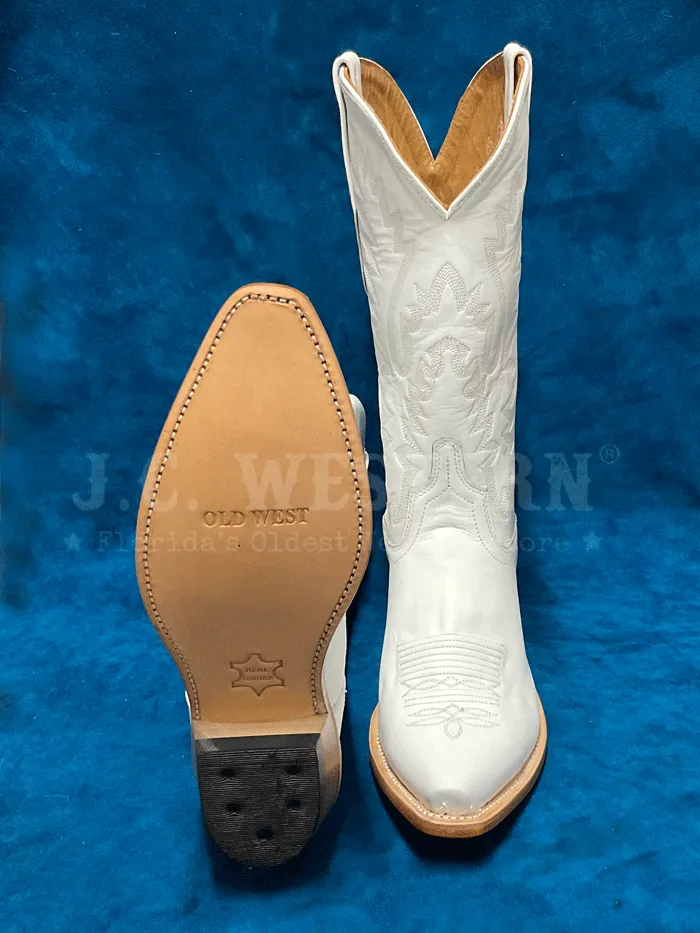 Old West LF1631 Womens All Over Leather Snip Toe Boots White