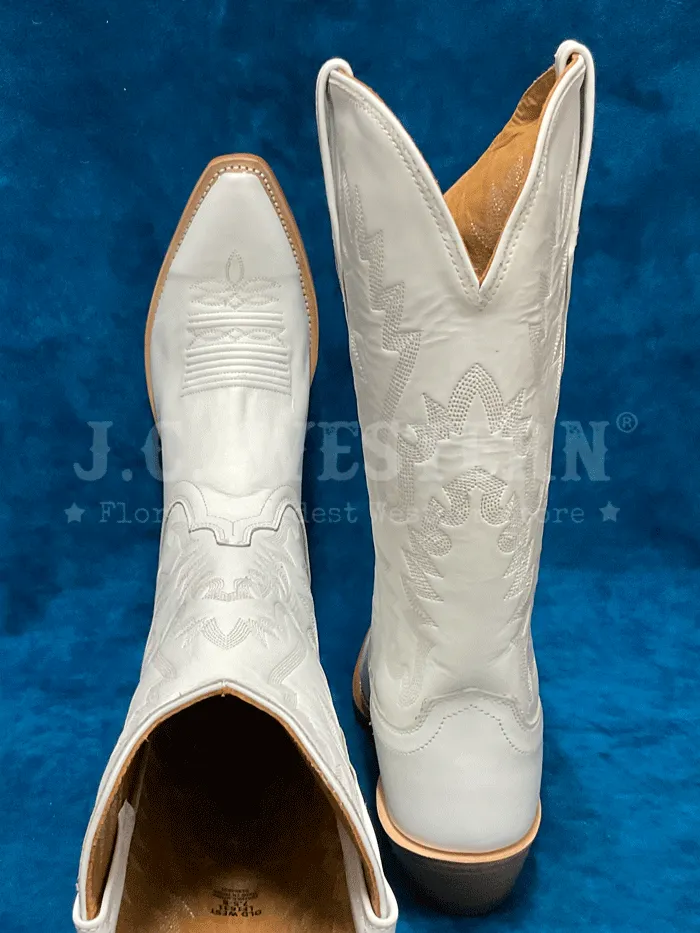 Old West LF1631 Womens All Over Leather Snip Toe Boots White