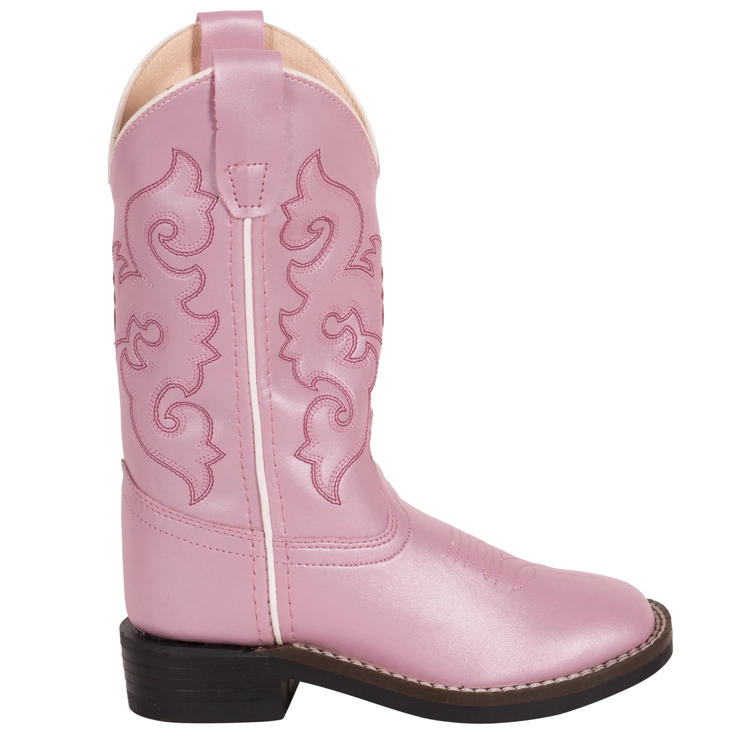 Old West Pink Children Girls Scroll Stitch Cowboy Western Boots 13 D