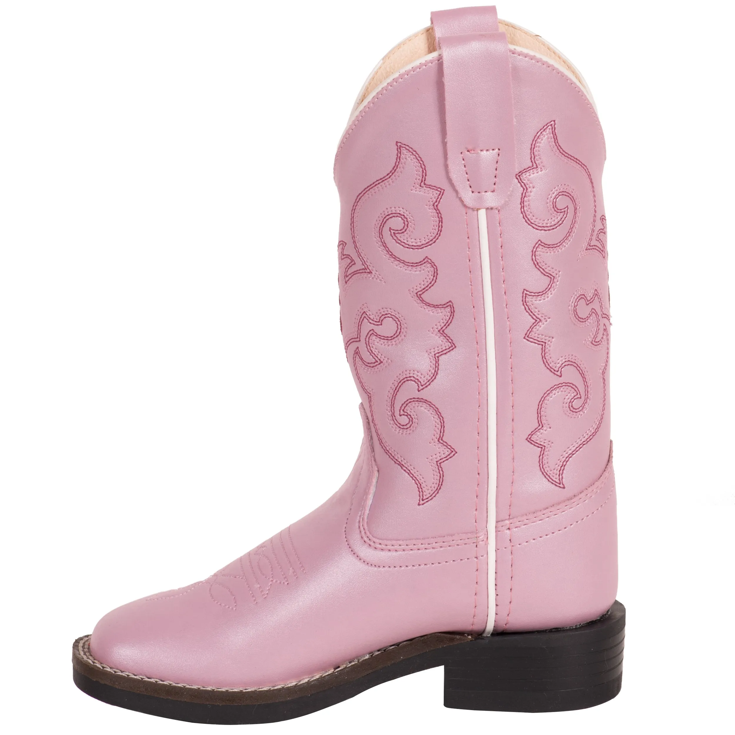 Old West Pink Children Girls Scroll Stitch Cowboy Western Boots 13 D