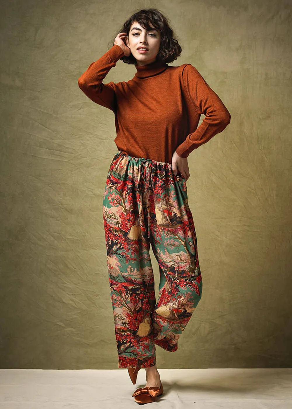 One Hundred Stars Country Toile Crepe Trousers Berry