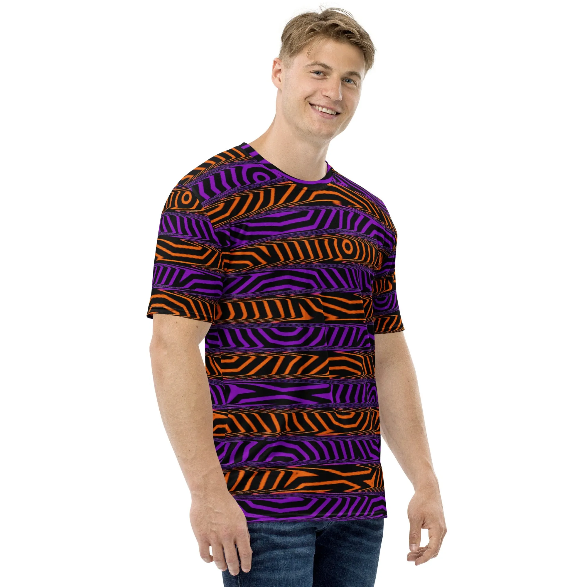 Orange and Purple Spooky Stripes Unisex T-Shirt