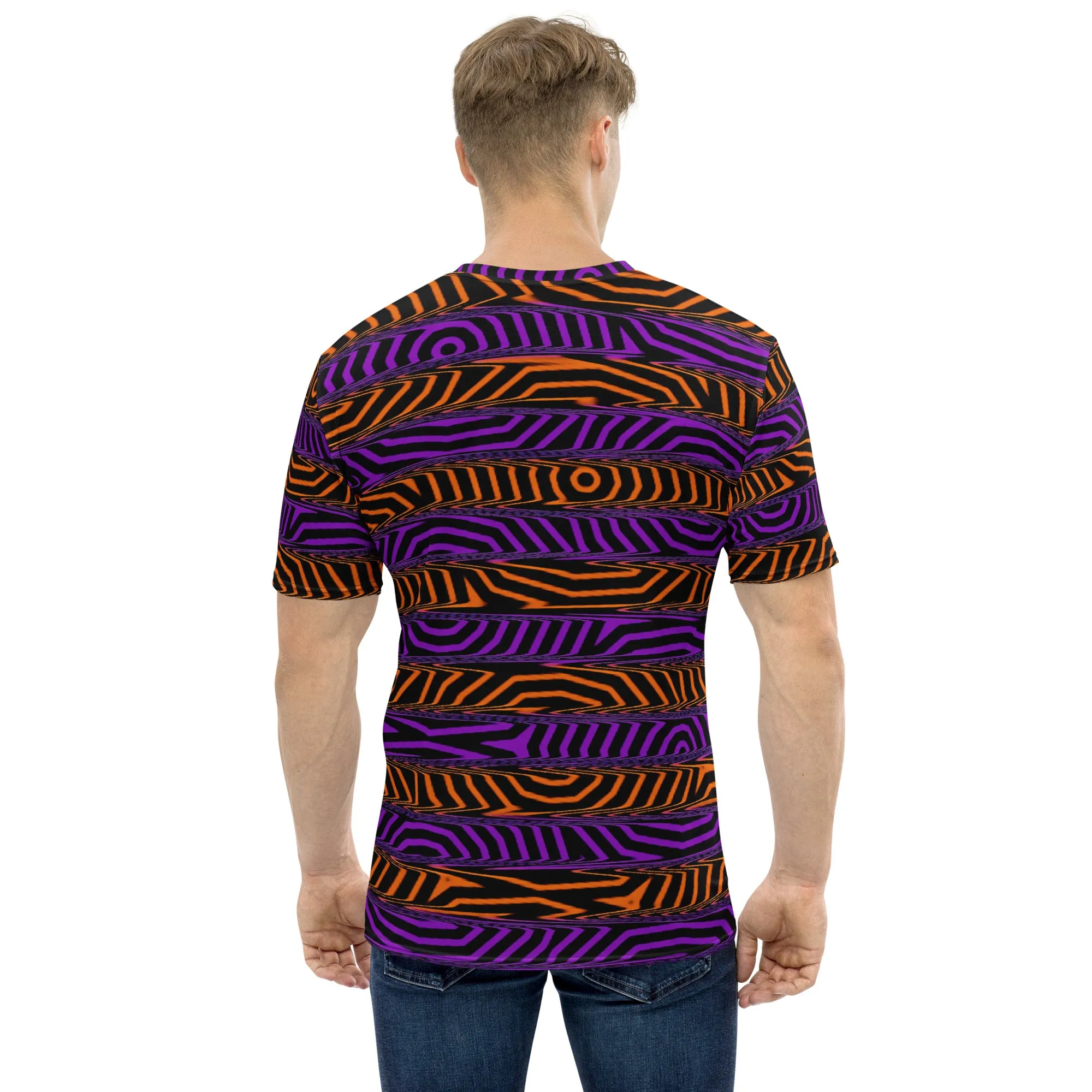 Orange and Purple Spooky Stripes Unisex T-Shirt