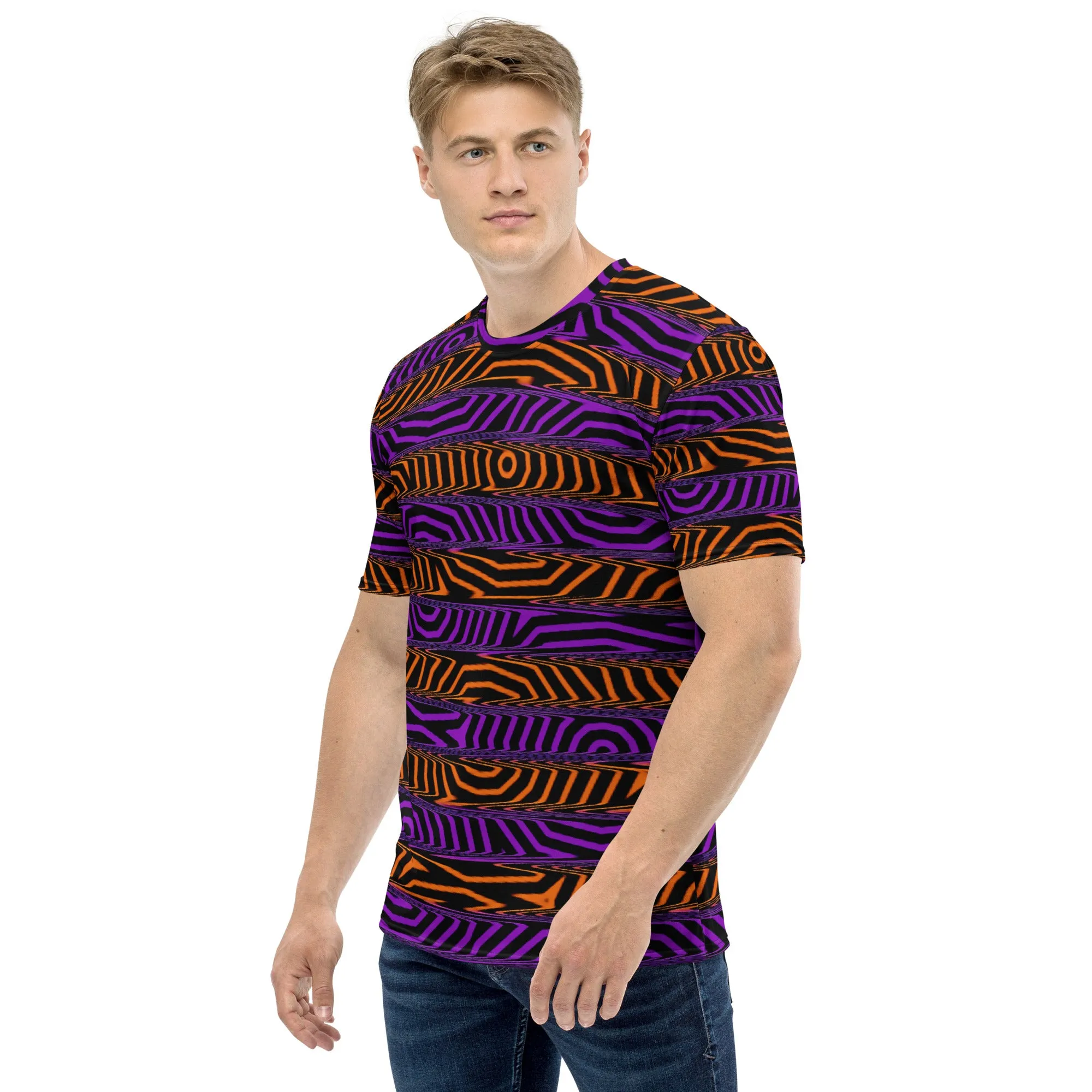 Orange and Purple Spooky Stripes Unisex T-Shirt