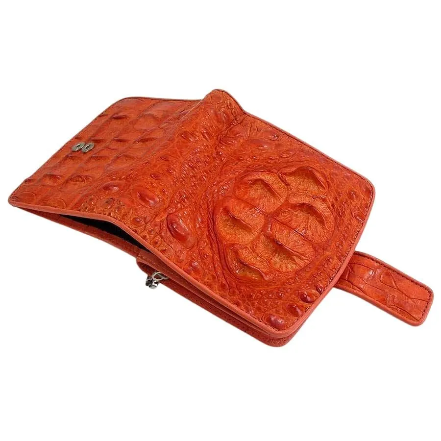 Orange Crocodile Leather Womens Wallets