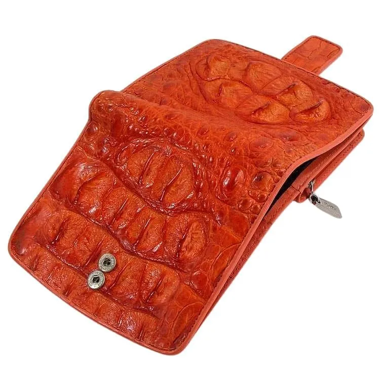 Orange Crocodile Leather Womens Wallets