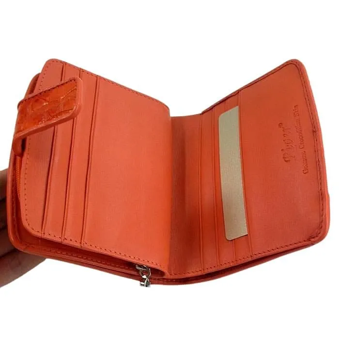 Orange Crocodile Leather Womens Wallets