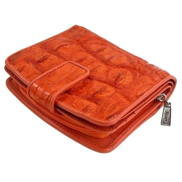 Orange Crocodile Leather Womens Wallets