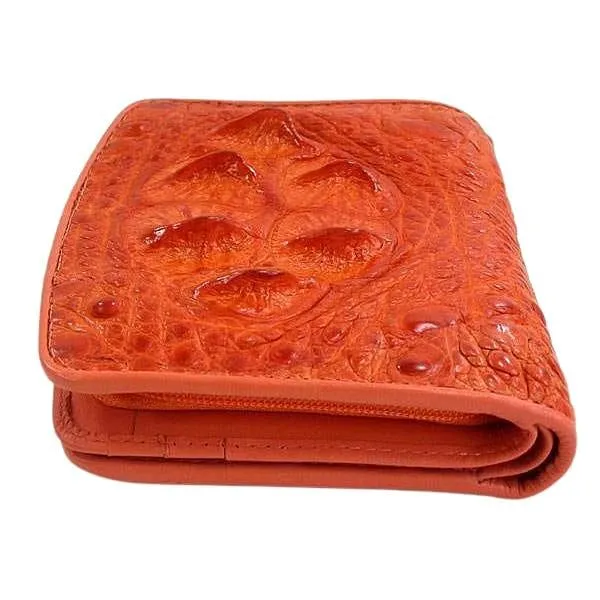 Orange Crocodile Leather Womens Wallets