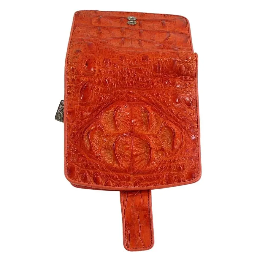 Orange Crocodile Leather Womens Wallets