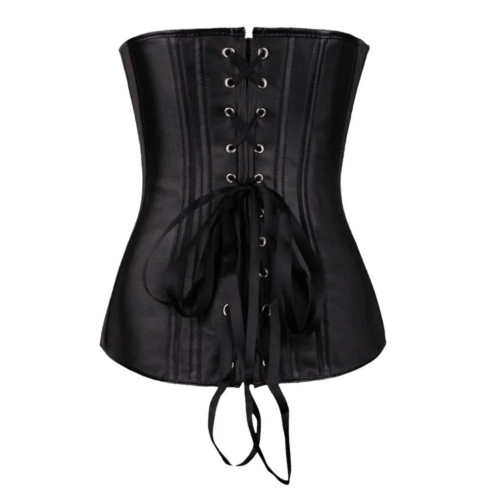 Overbust Corset Push Up Women's Plus Size Zip Bustier Corset Lingerie Tops Slimming Body Shapewear Faux Leather Corselet