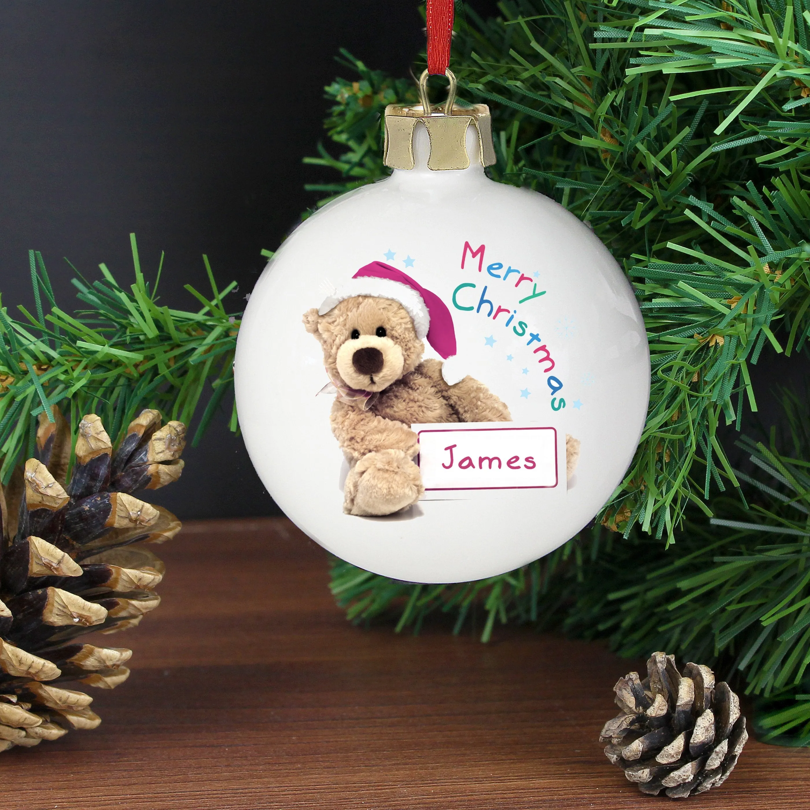 Personalised Teddy Christmas Bauble