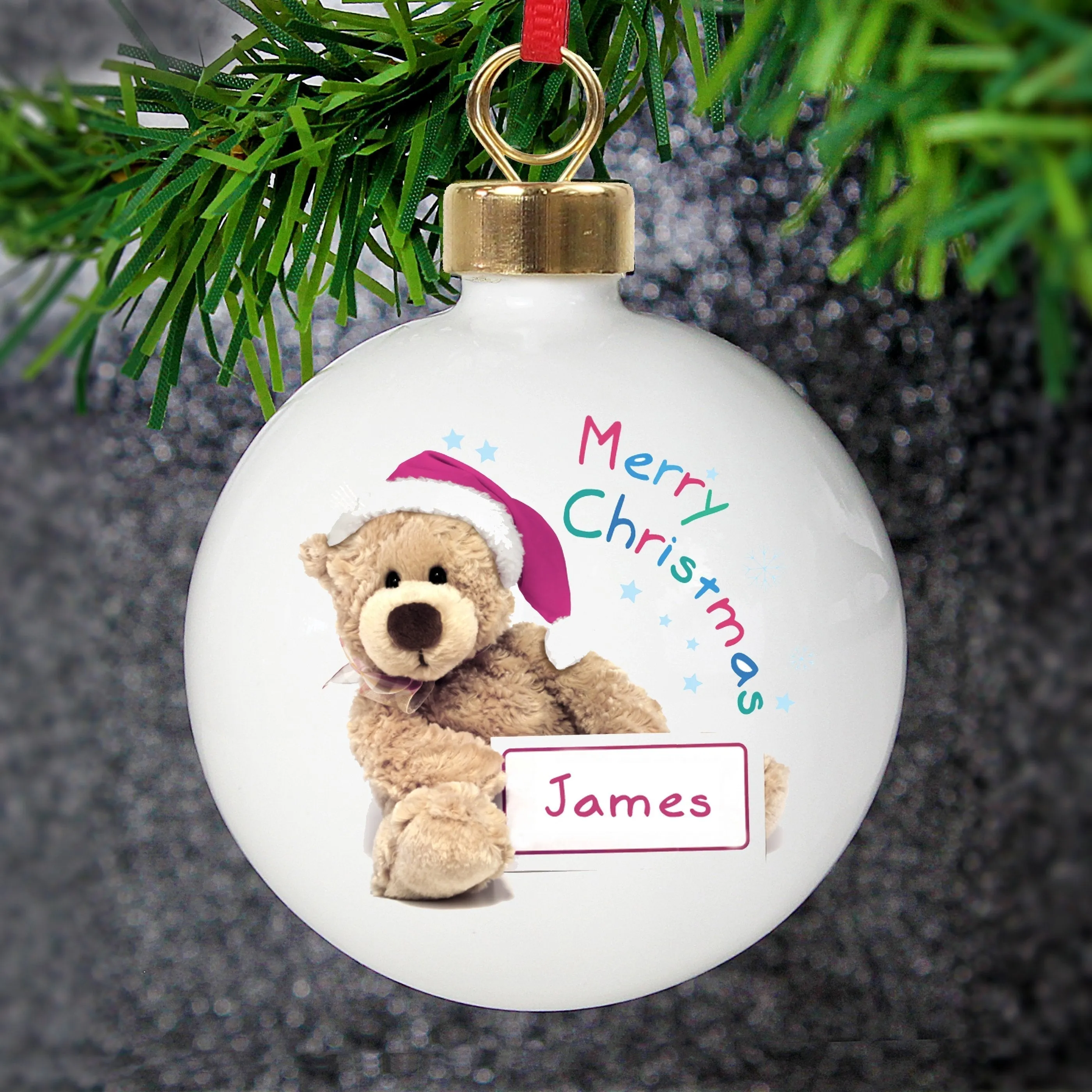 Personalised Teddy Christmas Bauble