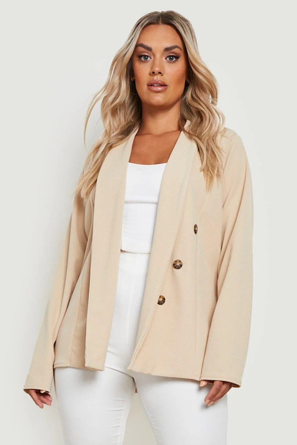 Plus Oversized Button Detail Blazer