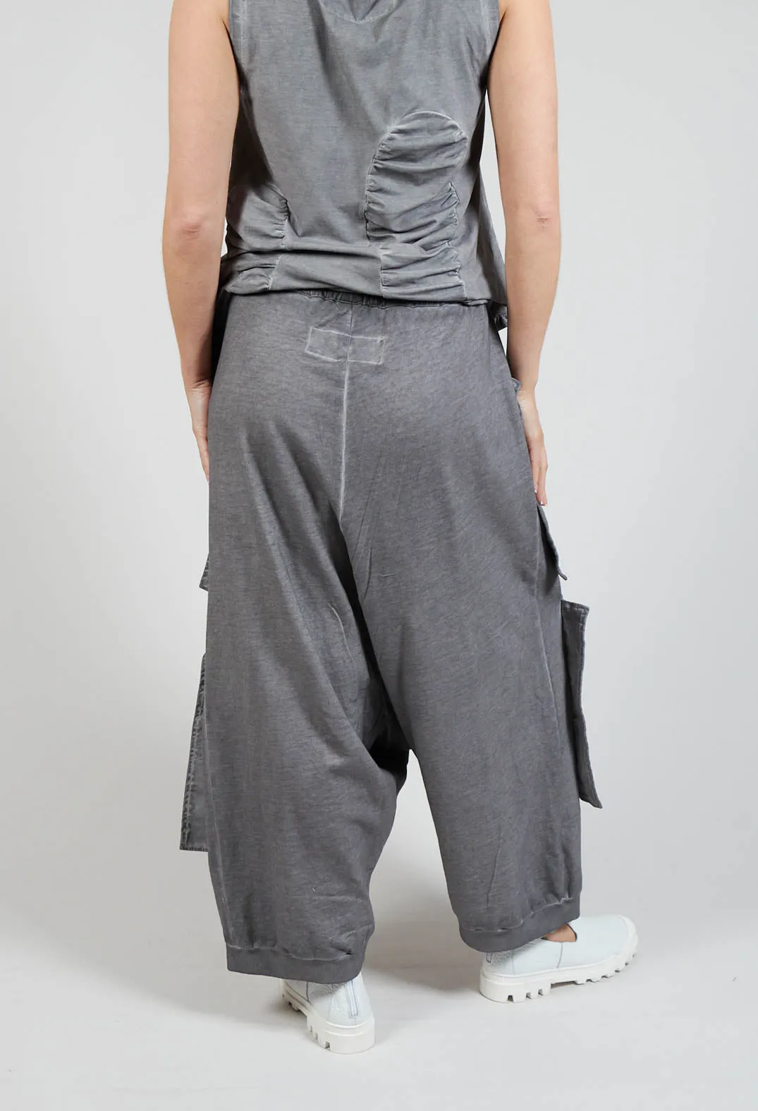 Pocket Drop-Crotch Trousers in C.Coal 70% Cloud