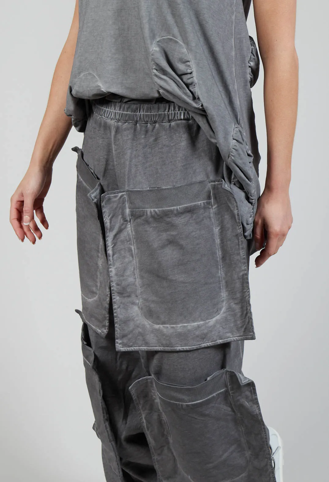 Pocket Drop-Crotch Trousers in C.Coal 70% Cloud