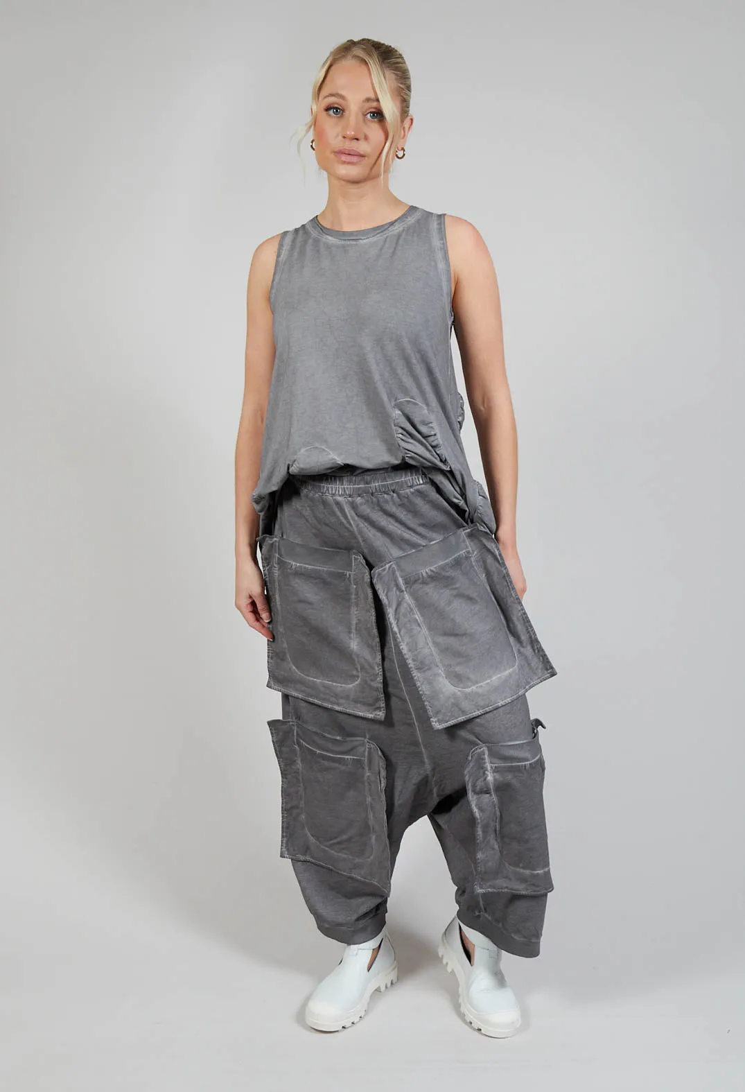 Pocket Drop-Crotch Trousers in C.Coal 70% Cloud