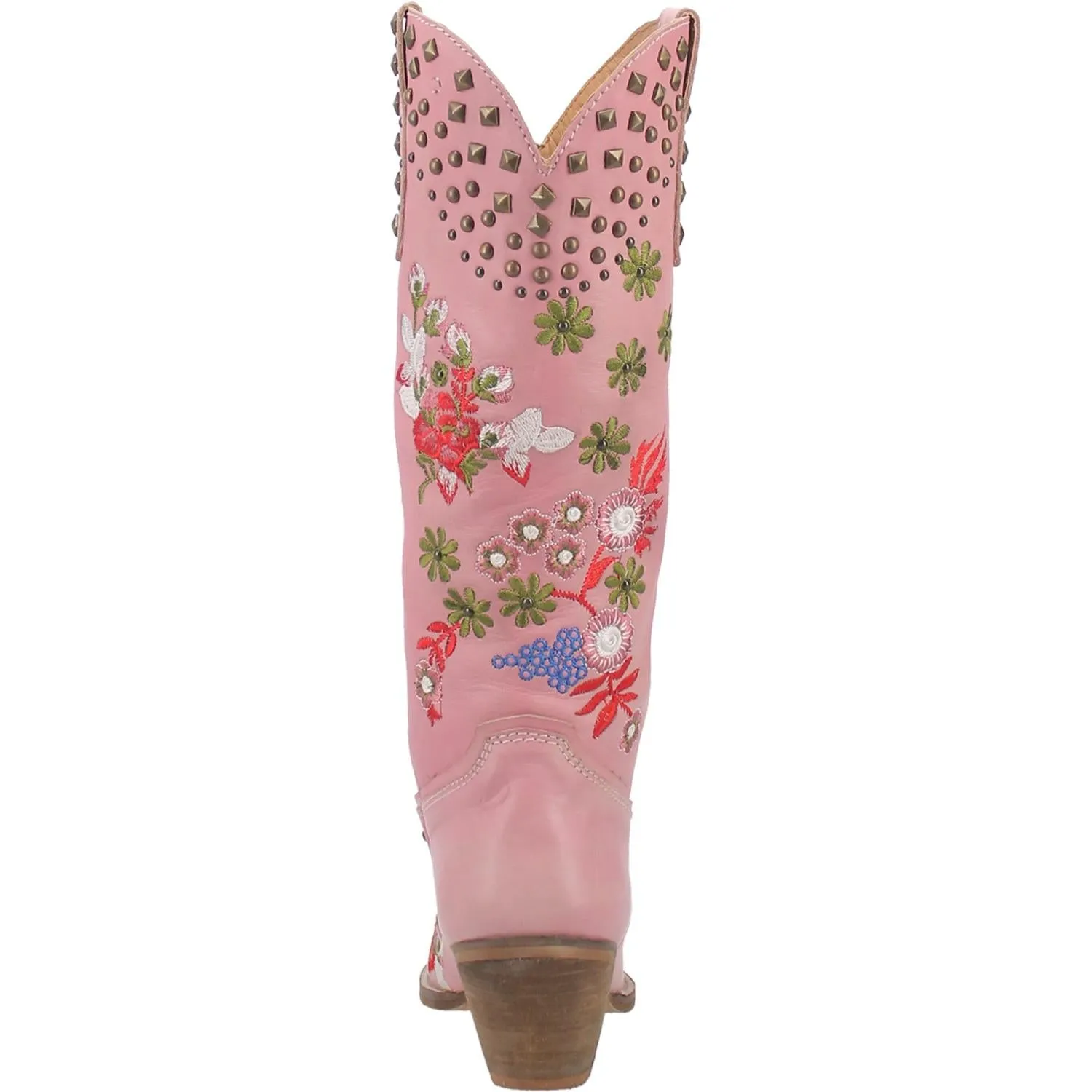 Poppy Pink Embroidered Flower Leather Boots (DS)