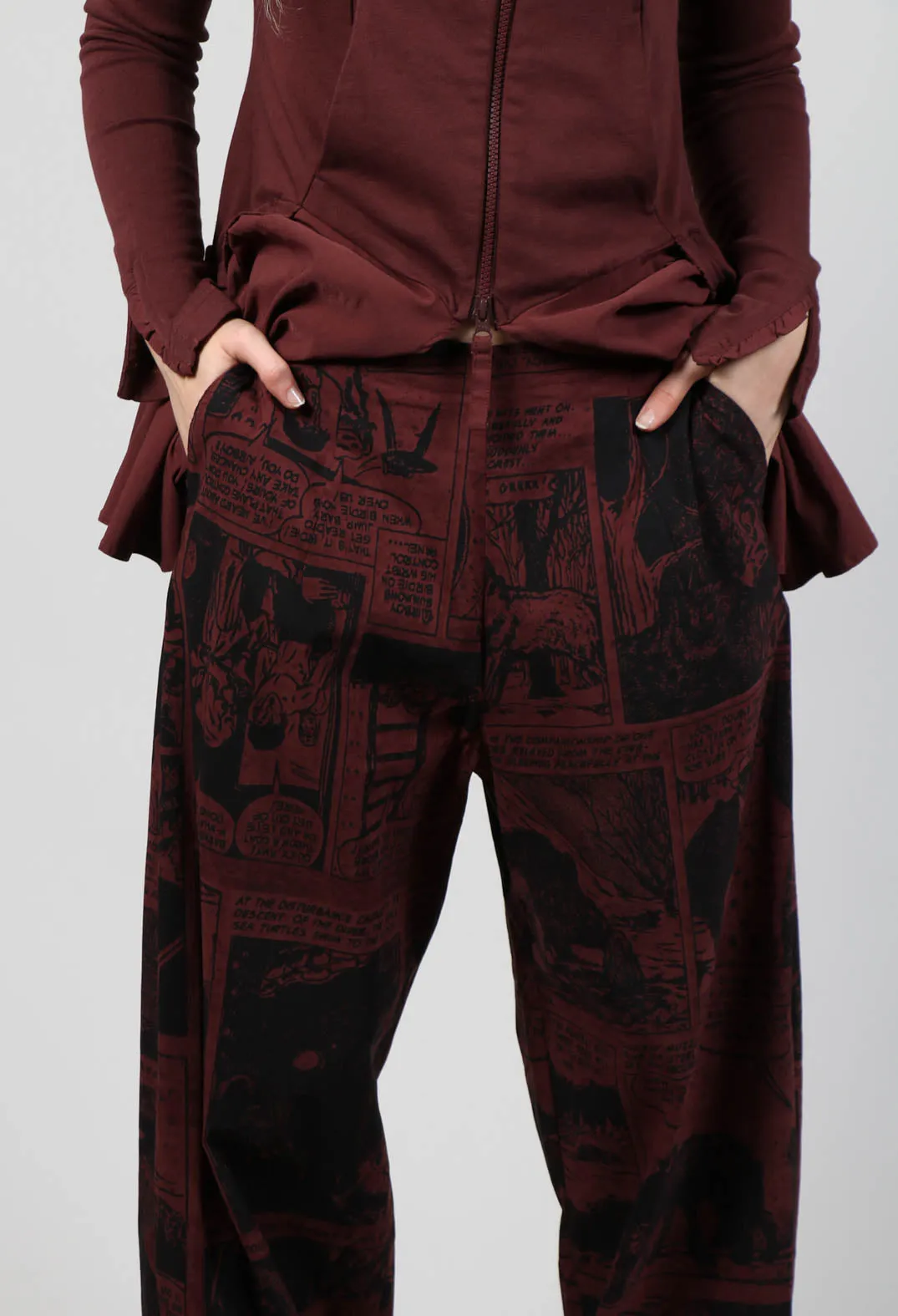 Pull On Relaxed Fit Trousers in Wood Comic