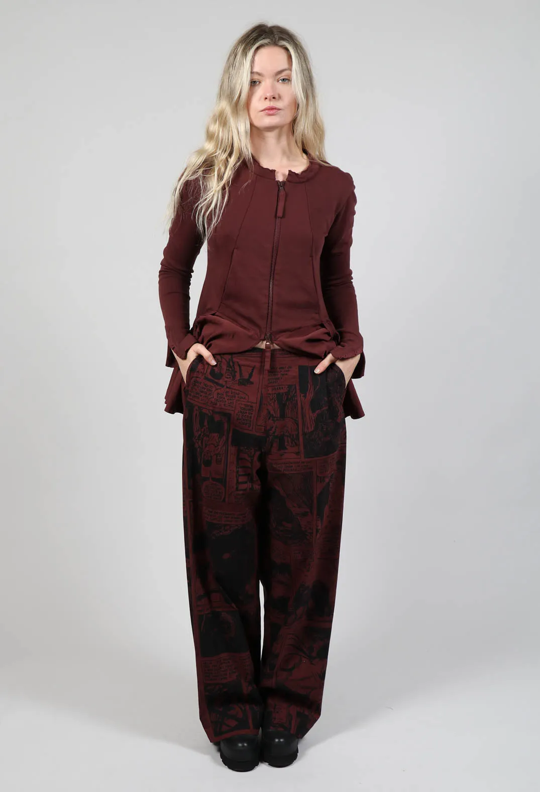 Pull On Relaxed Fit Trousers in Wood Comic