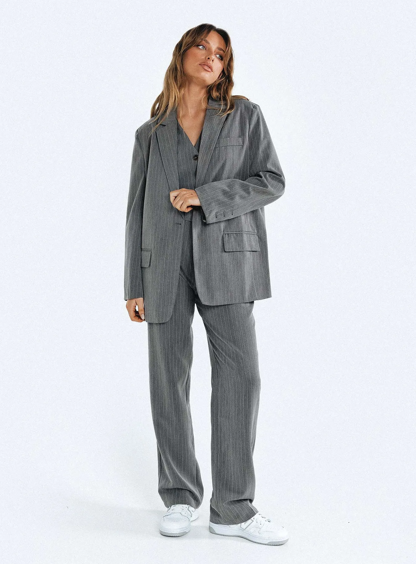 Purley Pinstripe Blazer Grey